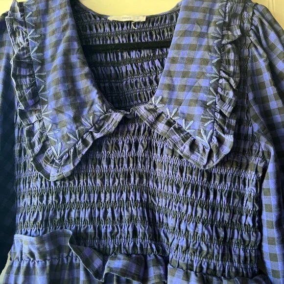 MANGO Women's Check Baby Doll Neck Dress Sz 8 - Picture 6 of 7